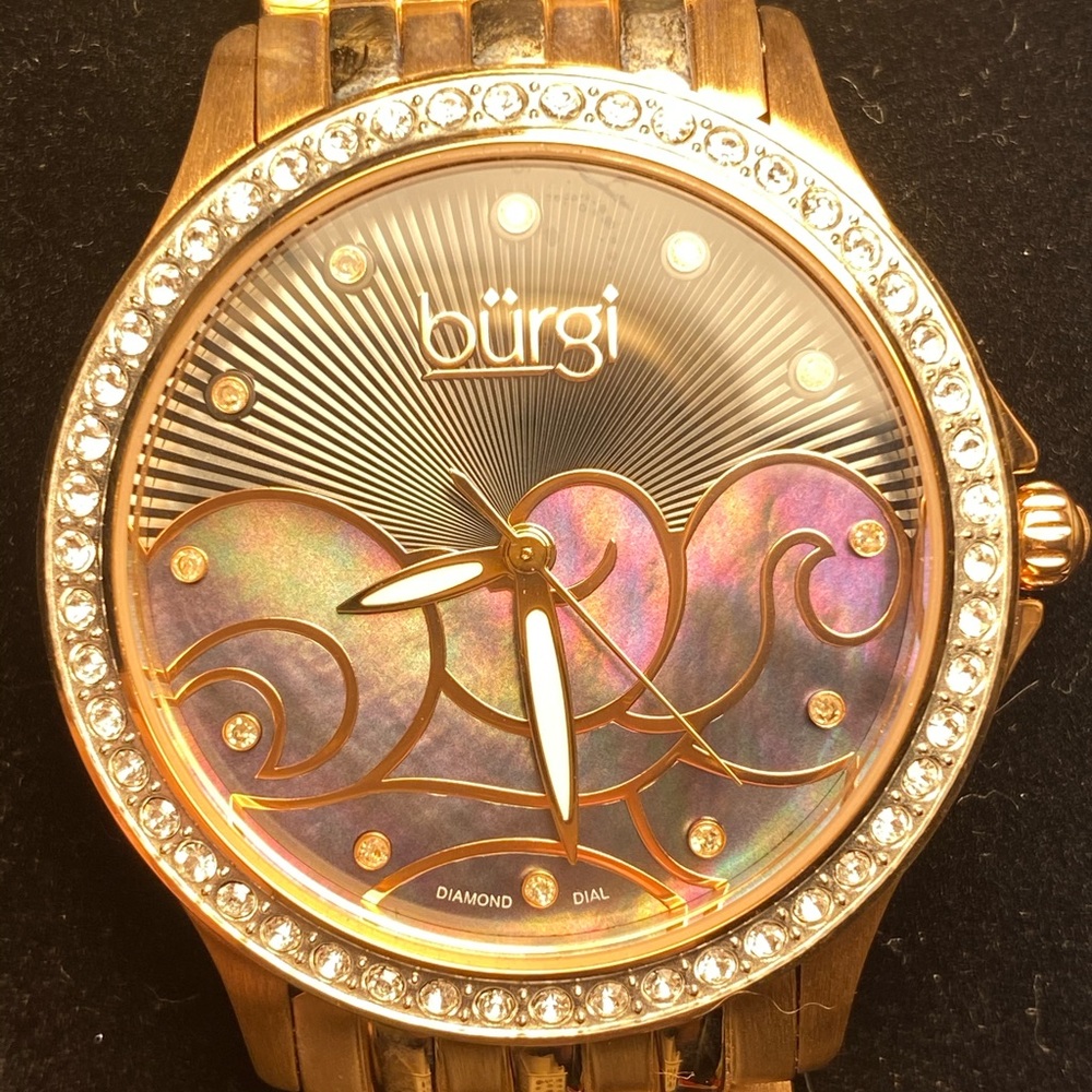 BUR081RG Swiss Quartz Diamond MOP Sunray Dial
